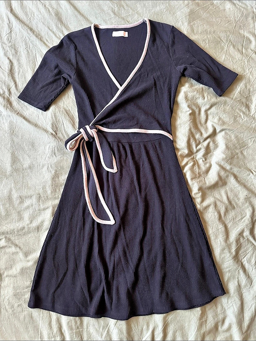 Oak + Fort Black Wrap Midi Dress